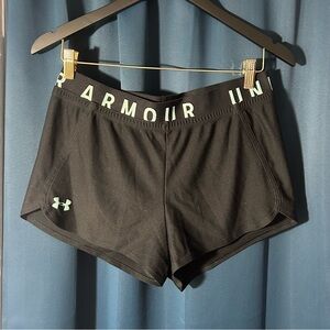 Under Armour Women's Black and Teal Athletic Shorts